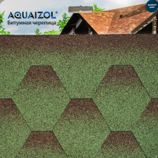 Битумная черепица Акваизол Мозайка Зеленая микс